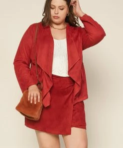 SKIES ARE BLUE Clothing Plus Size - Faux Suede Drape Jacket