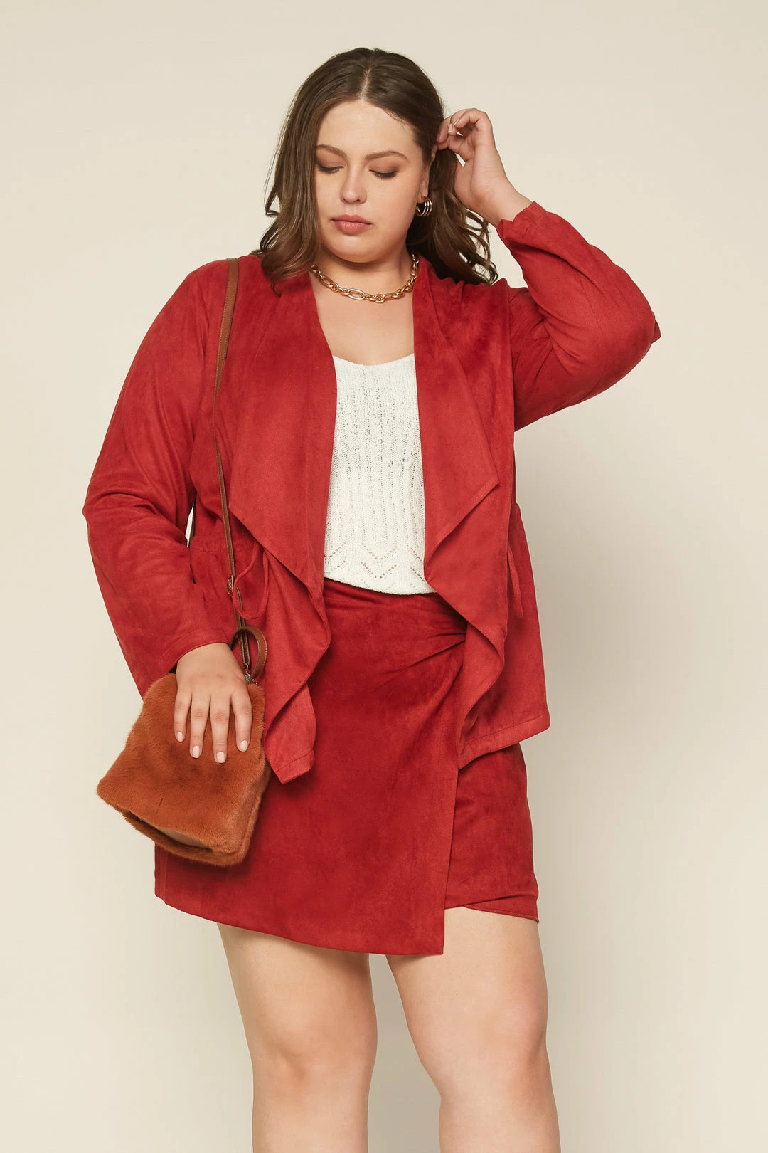 SKIES ARE BLUE Clothing Plus Size - Faux Suede Drape Jacket 3 SKIES ARE BLUE Clothing Plus Size - Faux Suede Drape Jacket