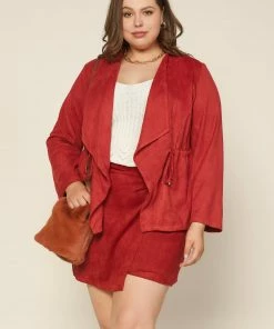 SKIES ARE BLUE Clothing Plus Size - Faux Suede Drape Jacket 10 SKIES ARE BLUE Clothing Plus Size - Faux Suede Drape Jacket