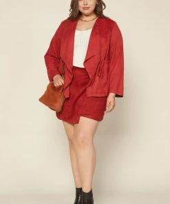SKIES ARE BLUE Clothing Plus Size - Faux Suede Drape Jacket
