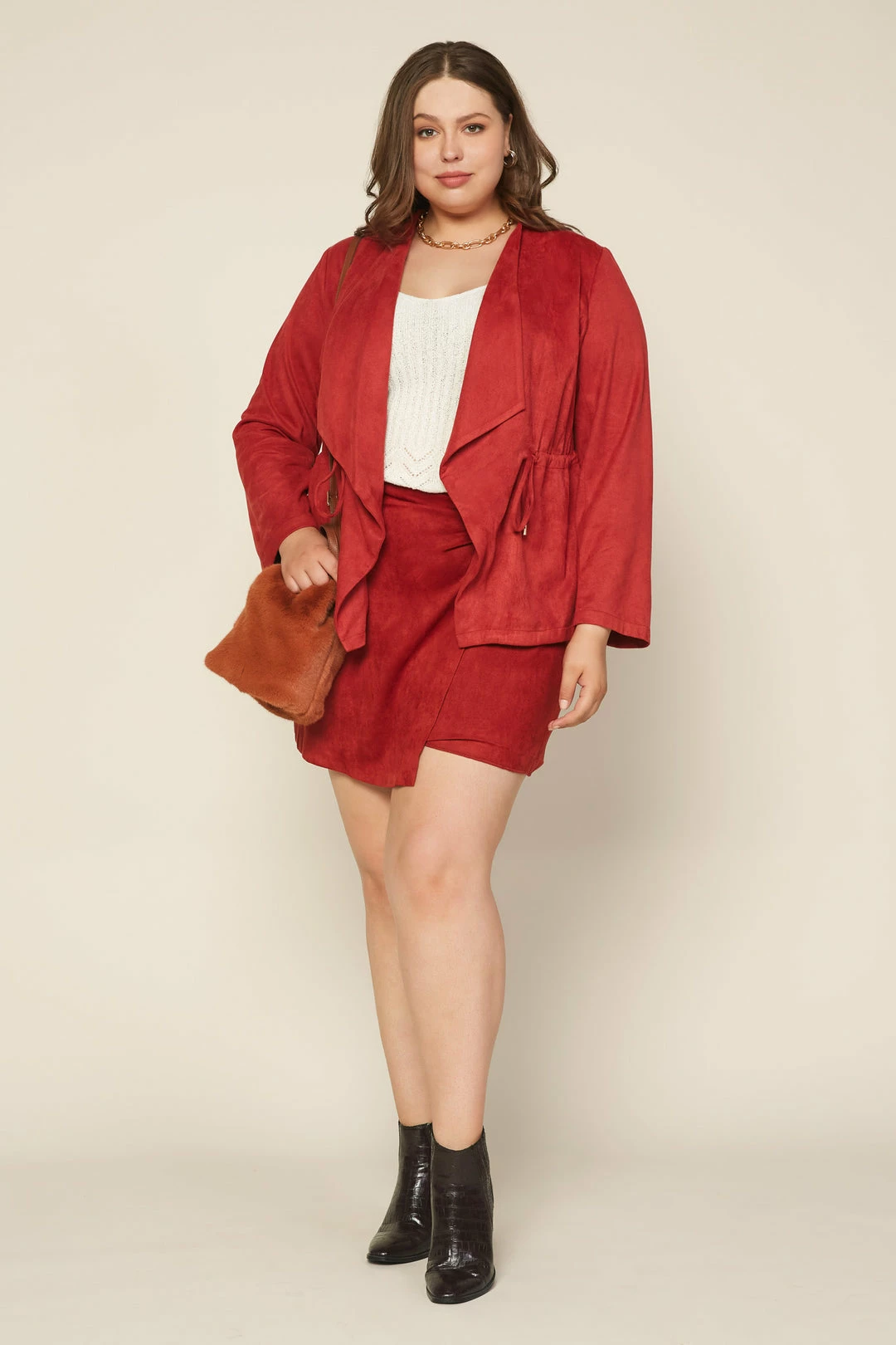 SKIES ARE BLUE Clothing Plus Size - Faux Suede Drape Jacket 4 SKIES ARE BLUE Clothing Plus Size - Faux Suede Drape Jacket