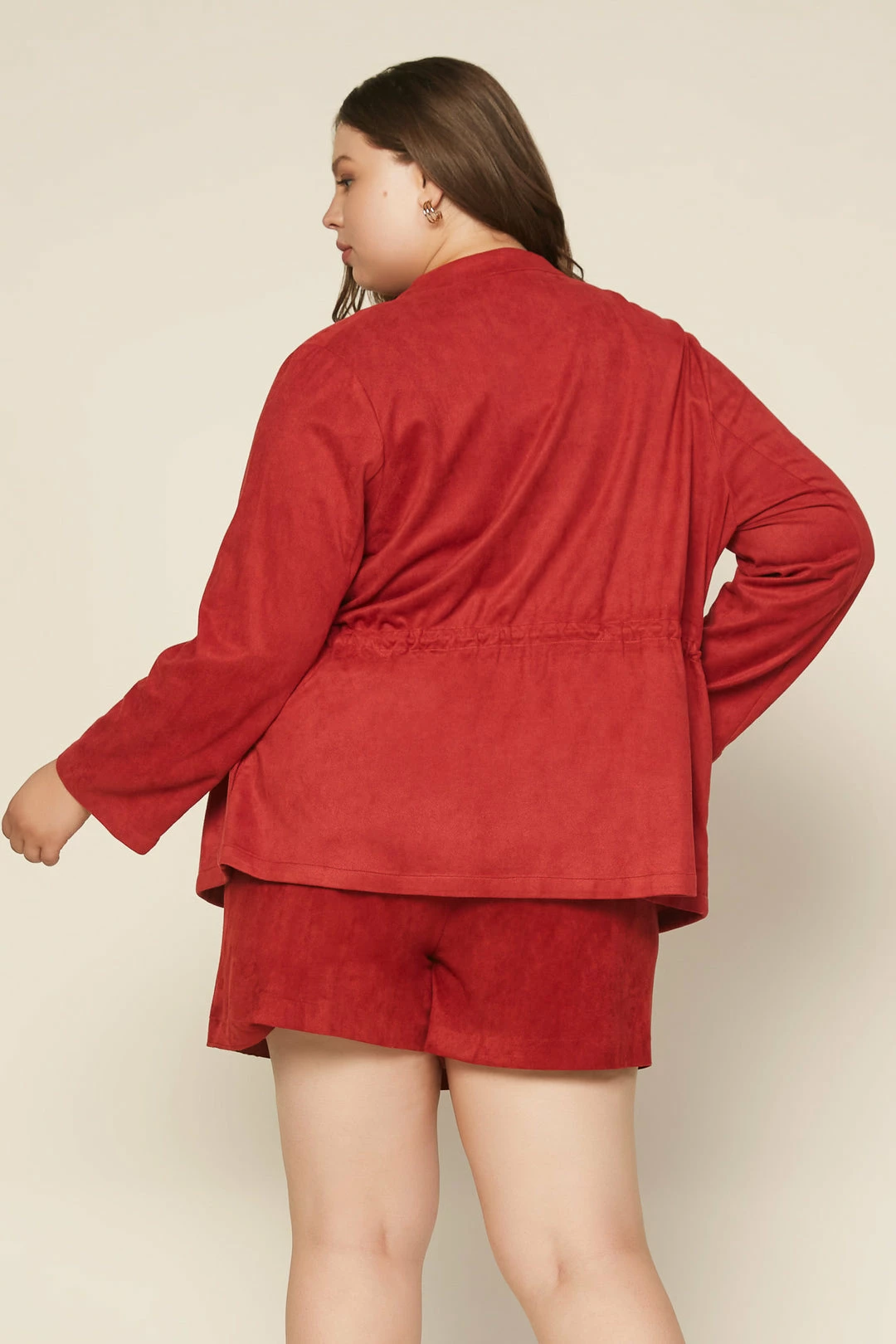 SKIES ARE BLUE Clothing Plus Size - Faux Suede Drape Jacket 8 SKIES ARE BLUE Clothing Plus Size - Faux Suede Drape Jacket