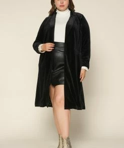 SKIES ARE BLUE Plus Size - Velvet Duster Coat