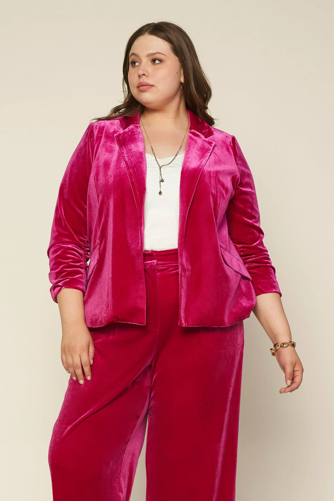 SKIES ARE BLUE Plus Size - Ruched Velvet Blazer 3 SKIES ARE BLUE Plus Size - Ruched Velvet Blazer