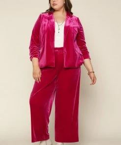 SKIES ARE BLUE Plus Size - Ruched Velvet Blazer
