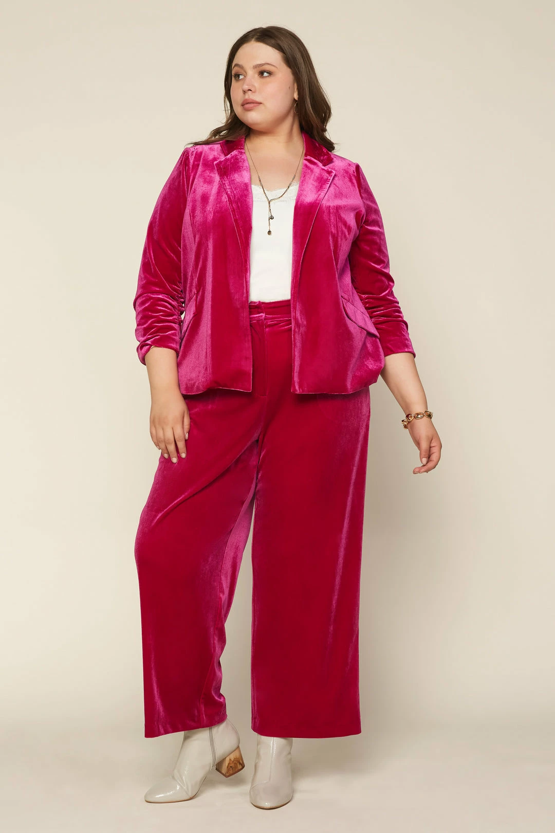 SKIES ARE BLUE Plus Size - Ruched Velvet Blazer 4 SKIES ARE BLUE Plus Size - Ruched Velvet Blazer