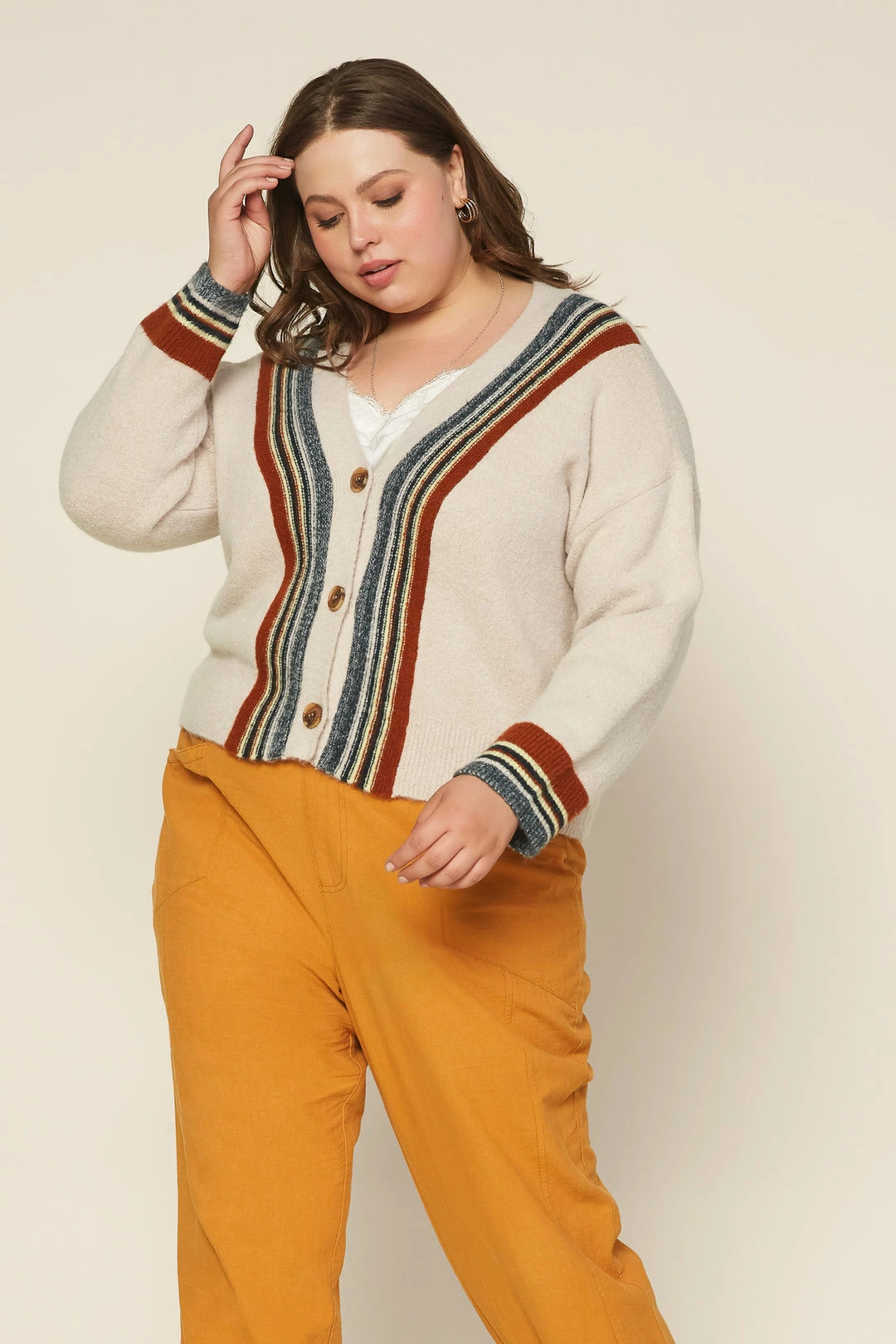 SKIES ARE BLUE Plus Size - Multi Stripe Cardigan 5 SKIES ARE BLUE Plus Size - Multi Stripe Cardigan