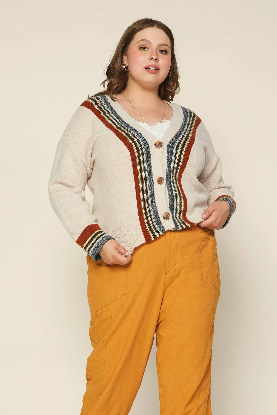 SKIES ARE BLUE Plus Size - Multi Stripe Cardigan 4 SKIES ARE BLUE Plus Size - Multi Stripe Cardigan