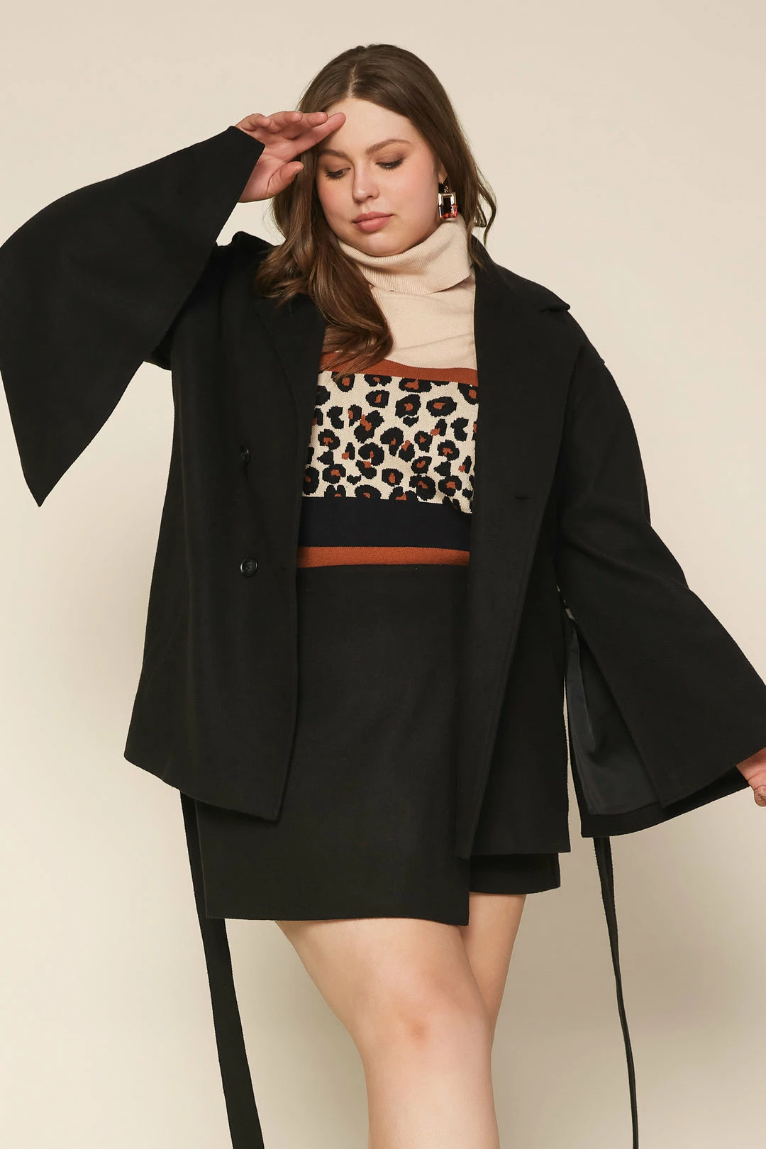 SKIES ARE BLUE Clothing Plus Size - Kenzie Belted Cape Coat 6 SKIES ARE BLUE Clothing Plus Size - Kenzie Belted Cape Coat