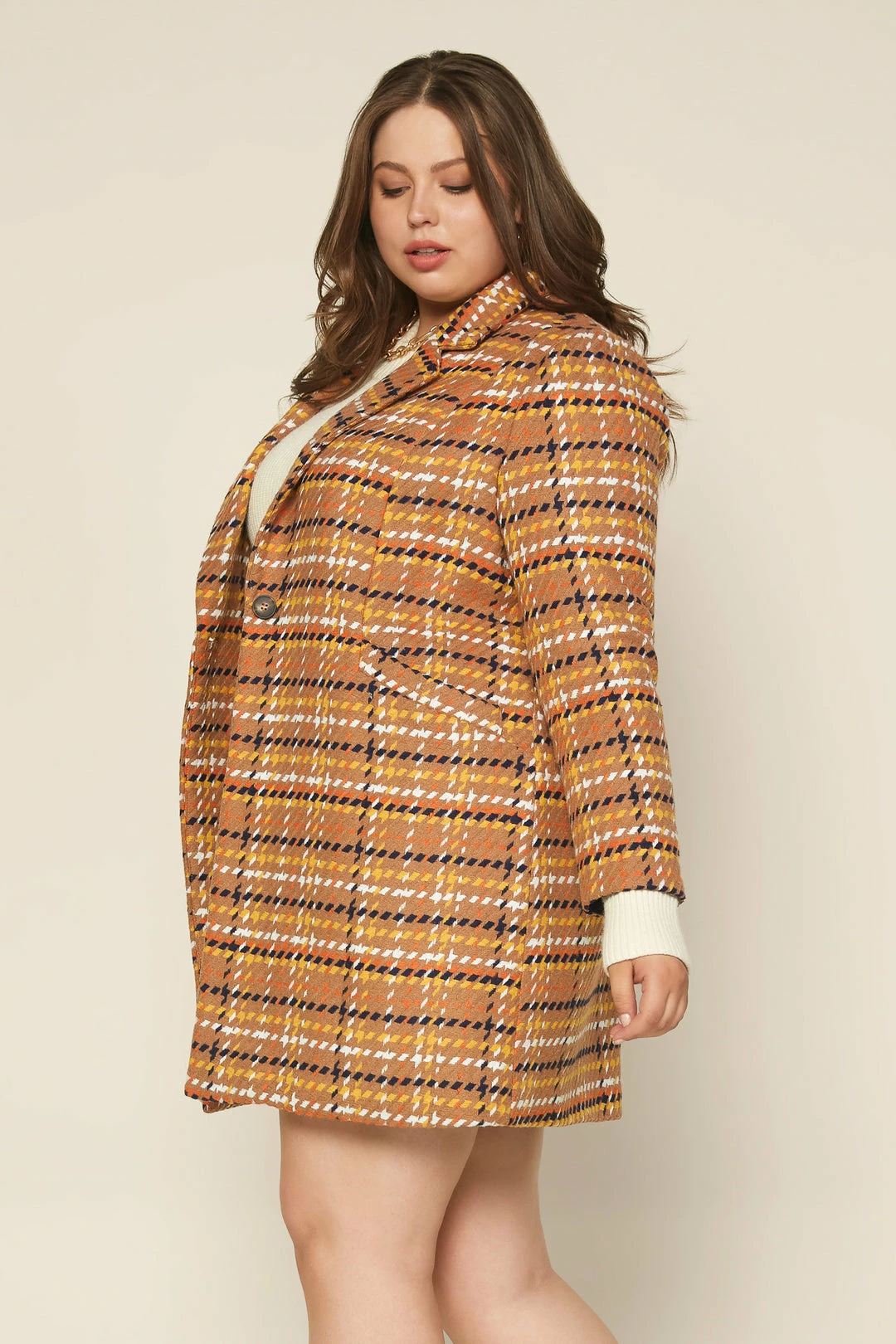 SKIES ARE BLUE Plus Size - Brandi Plaid Jacquard Coat Clothing 5 SKIES ARE BLUE Plus Size - Brandi Plaid Jacquard Coat Clothing