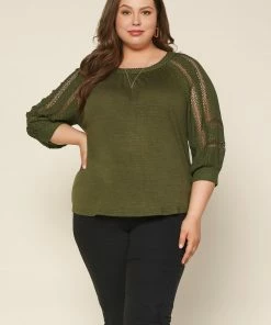 SKIES ARE BLUE Plus Size - Crochet Trim Knit Top