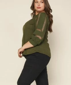 SKIES ARE BLUE Plus Size - Crochet Trim Knit Top 7 SKIES ARE BLUE Plus Size - Crochet Trim Knit Top