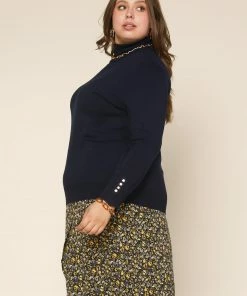 SKIES ARE BLUE Plus Size - Turtleneck Button Sleeve Top Clothing 11 SKIES ARE BLUE Plus Size - Turtleneck Button Sleeve Top Clothing