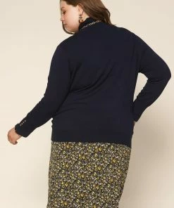 SKIES ARE BLUE Plus Size - Turtleneck Button Sleeve Top Clothing 12 SKIES ARE BLUE Plus Size - Turtleneck Button Sleeve Top Clothing