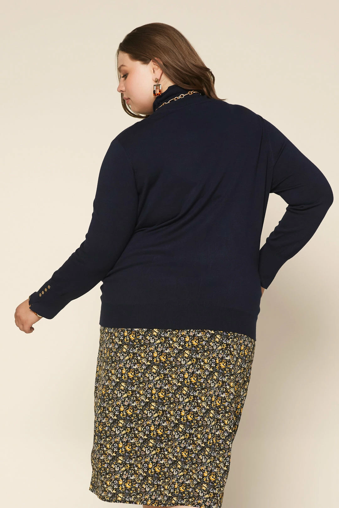 SKIES ARE BLUE Plus Size - Turtleneck Button Sleeve Top Clothing 7 SKIES ARE BLUE Plus Size - Turtleneck Button Sleeve Top Clothing