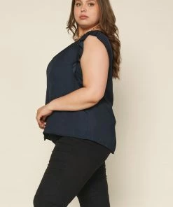 SKIES ARE BLUE Plus Size - Pleated Short Sleeve Top Clothing