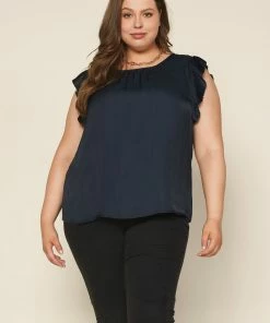 SKIES ARE BLUE Plus Size - Pleated Short Sleeve Top Clothing