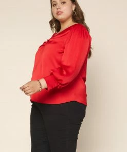 SKIES ARE BLUE Plus Size - Shirred V Neck Blouse Clothing 7 SKIES ARE BLUE Plus Size - Shirred V Neck Blouse Clothing