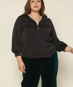 SKIES ARE BLUE Plus Size - Shirred V Neck Blouse Clothing 7 SKIES ARE BLUE Plus Size - Shirred V Neck Blouse Clothing