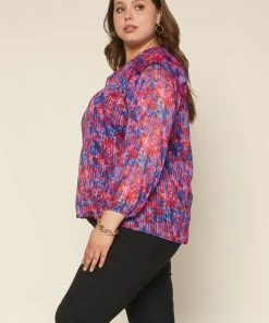 SKIES ARE BLUE Clothing Plus Size - Multicolor Smocked Woven Top