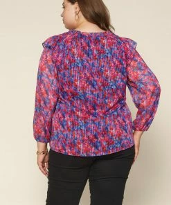 SKIES ARE BLUE Clothing Plus Size - Multicolor Smocked Woven Top