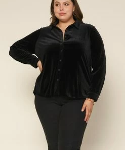 SKIES ARE BLUE Plus Size - Velvet Button Down Top 11 SKIES ARE BLUE Plus Size - Velvet Button Down Top