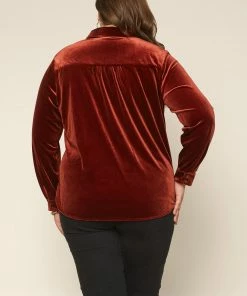 SKIES ARE BLUE Plus Size - Velvet Button Down Top Clothing 13 SKIES ARE BLUE Plus Size - Velvet Button Down Top Clothing
