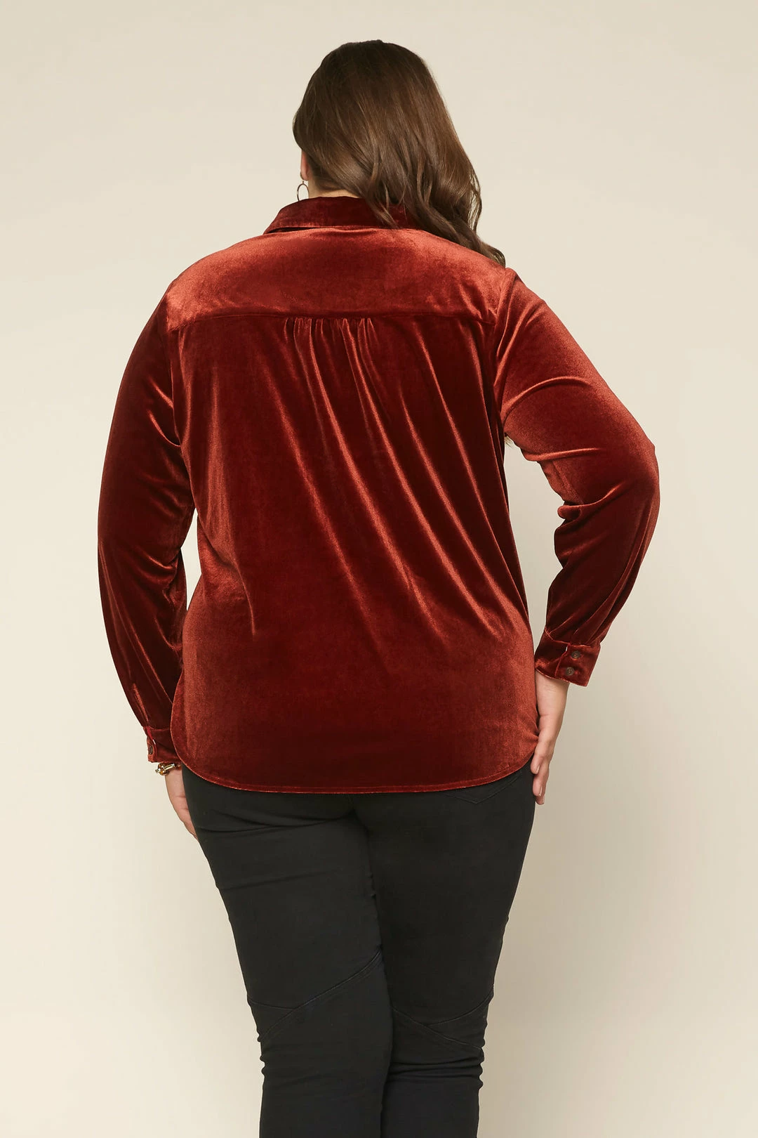 SKIES ARE BLUE Plus Size - Velvet Button Down Top Clothing 8 SKIES ARE BLUE Plus Size - Velvet Button Down Top Clothing