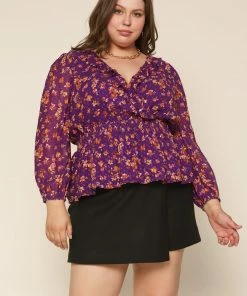 SKIES ARE BLUE Clothing Plus Size - Floral Swiss Dot Blouse