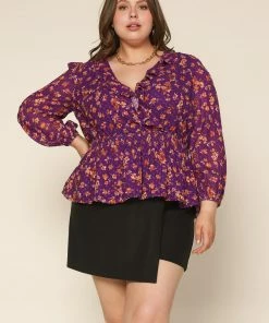 SKIES ARE BLUE Clothing Plus Size - Floral Swiss Dot Blouse