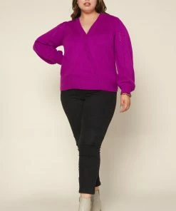 SKIES ARE BLUE Plus Size - Pointelle Wrap Sweater