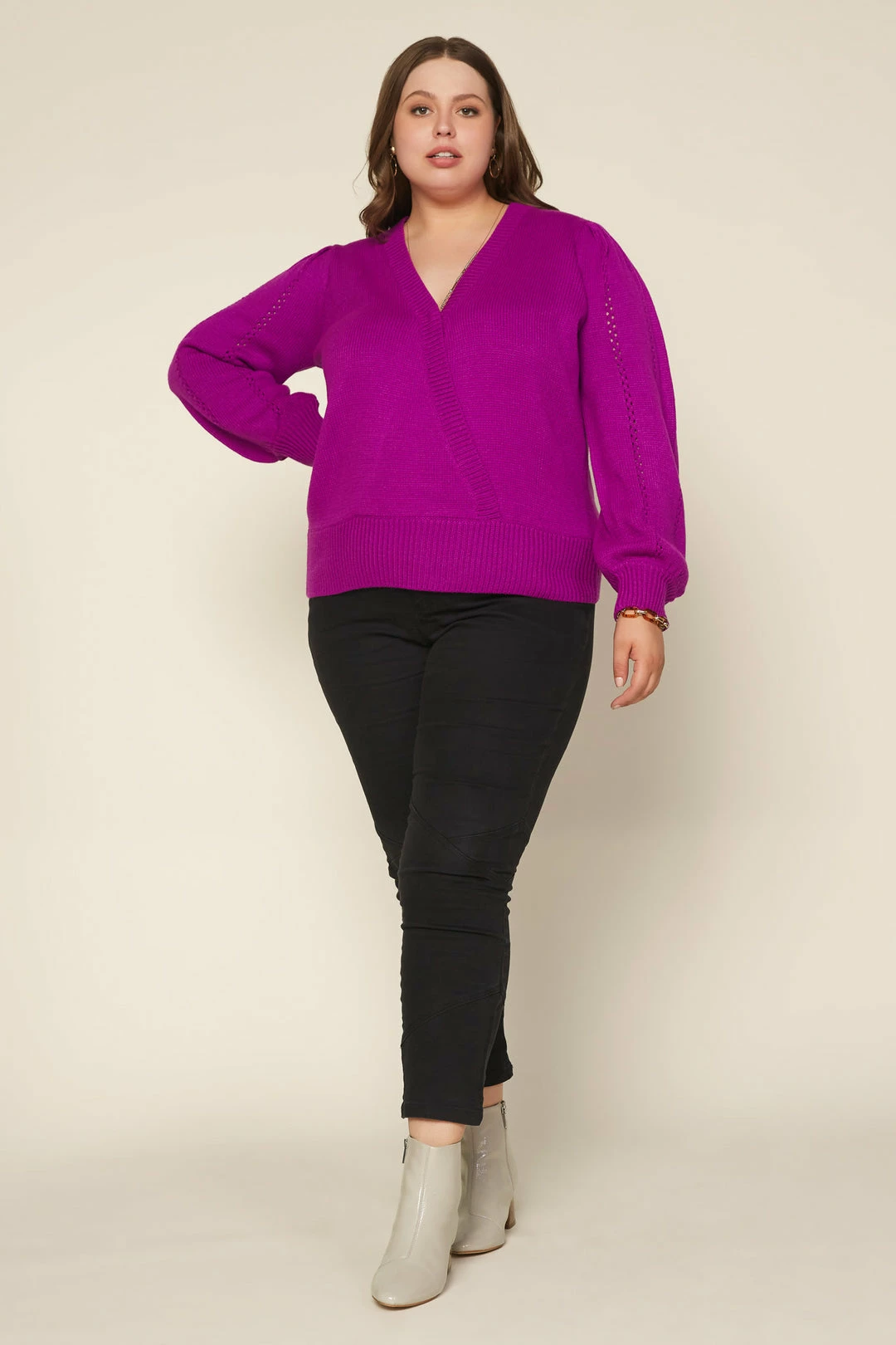 SKIES ARE BLUE Plus Size - Pointelle Wrap Sweater 4 SKIES ARE BLUE Plus Size - Pointelle Wrap Sweater