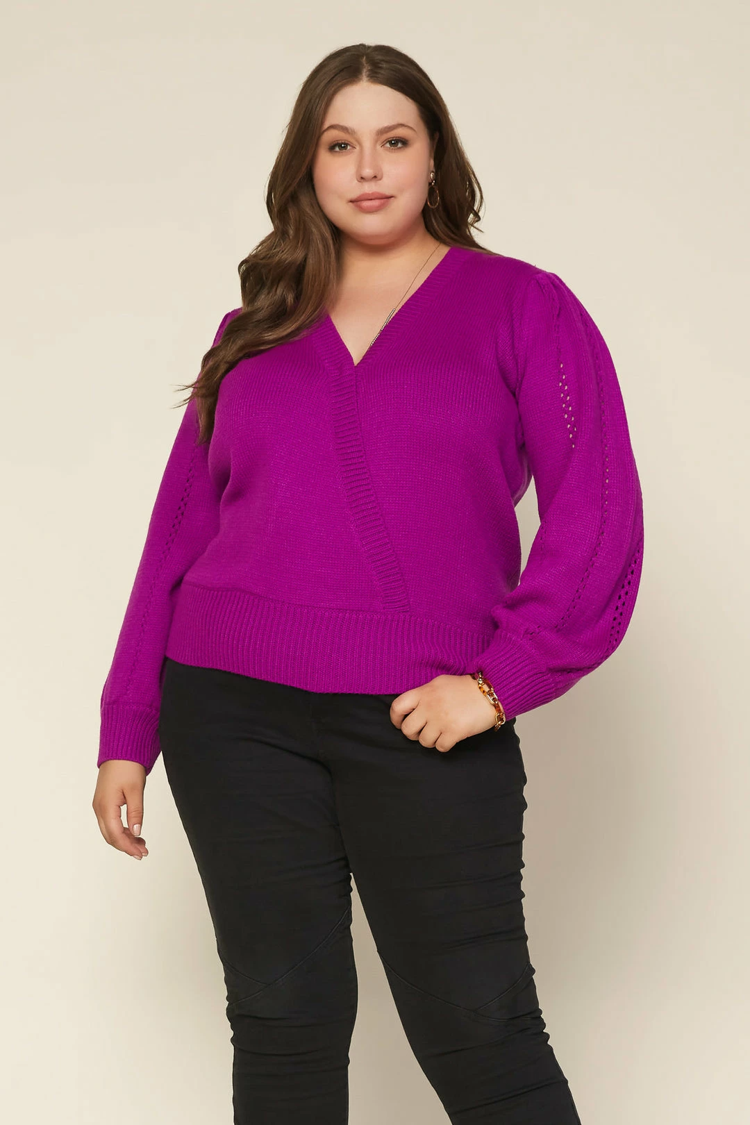 SKIES ARE BLUE Plus Size - Pointelle Wrap Sweater 3 SKIES ARE BLUE Plus Size - Pointelle Wrap Sweater