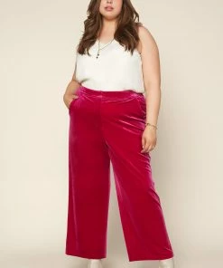 SKIES ARE BLUE Clothing Plus Size - Velvet Wide Leg Pants