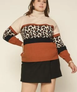 SKIES ARE BLUE Plus Size - Cassidy Leopard Colorblock Sweater