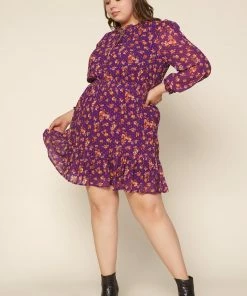 SKIES ARE BLUE Clothing Plus Size - Floral Swiss Dot Dress