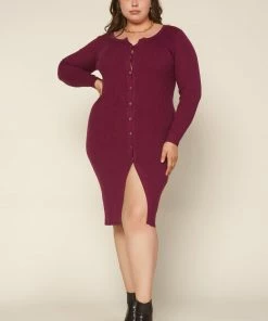 SKIES ARE BLUE Plus Size - Button Down Knit Dress