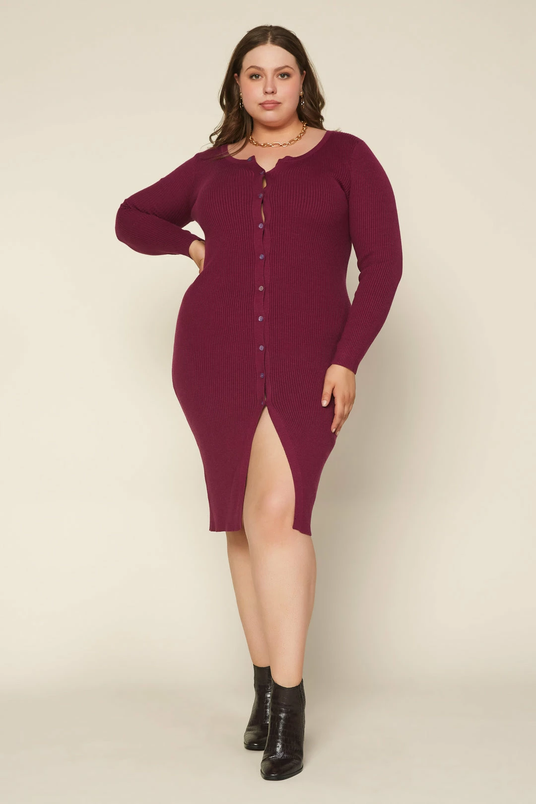 SKIES ARE BLUE Plus Size - Button Down Knit Dress 3 SKIES ARE BLUE Plus Size - Button Down Knit Dress