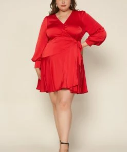 SKIES ARE BLUE Plus Size - Surplice Wrap Mini Dress Clothing
