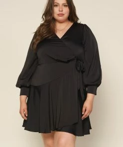 SKIES ARE BLUE Plus Size - Surplice Wrap Mini Dress