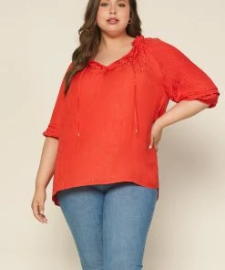 SKIES ARE BLUE Plus Size - Jacquard Pleated Blouse Clothing 8 SKIES ARE BLUE Plus Size - Jacquard Pleated Blouse Clothing