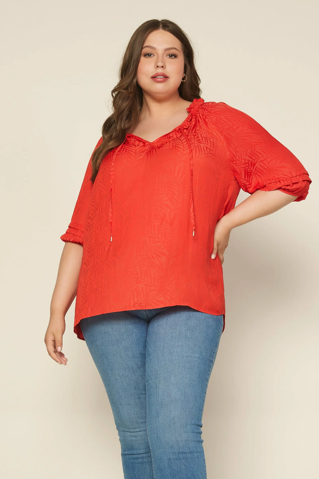 SKIES ARE BLUE Plus Size - Jacquard Pleated Blouse Clothing 5 SKIES ARE BLUE Plus Size - Jacquard Pleated Blouse Clothing