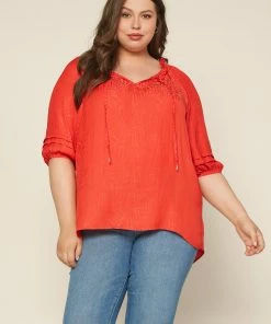 SKIES ARE BLUE Plus Size - Jacquard Pleated Blouse Clothing