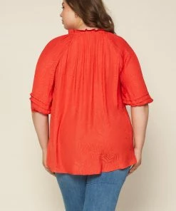 SKIES ARE BLUE Plus Size - Jacquard Pleated Blouse Clothing 9 SKIES ARE BLUE Plus Size - Jacquard Pleated Blouse Clothing