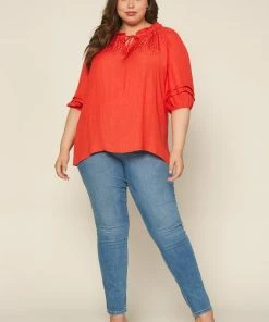 SKIES ARE BLUE Plus Size - Jacquard Pleated Blouse Clothing