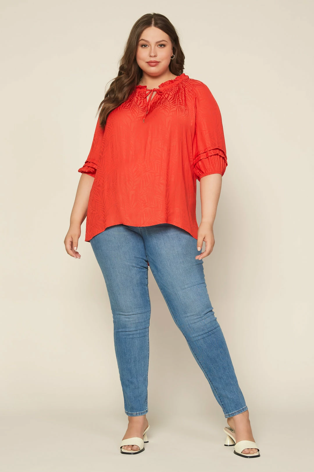 SKIES ARE BLUE Plus Size - Jacquard Pleated Blouse Clothing 4 SKIES ARE BLUE Plus Size - Jacquard Pleated Blouse Clothing